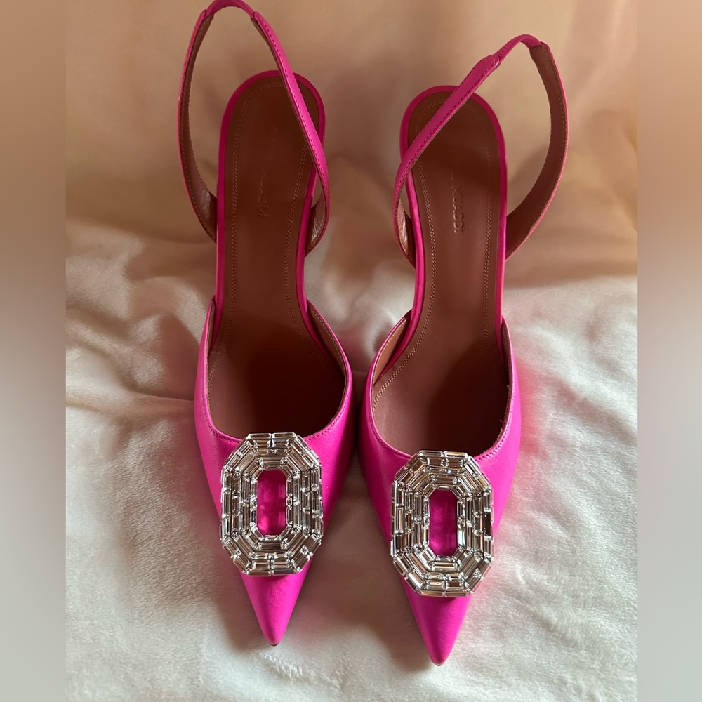 Amina Mauddi Camelia 90mm Leather Slingback pumps Pink